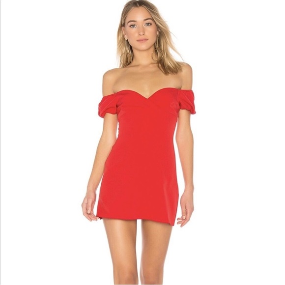 Majorelle Bridget Mini‎ Dress in Ruby Red Strapless Off the Shoulder Size Small - Picture 1 of 6